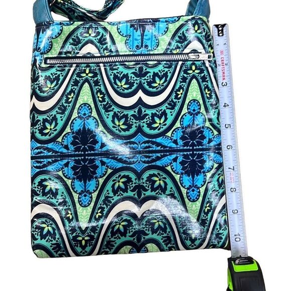 Women’s Blue funky fun vinyl Floral handmade Print Shoulder Bag Size Medium - Picture 6 of 15